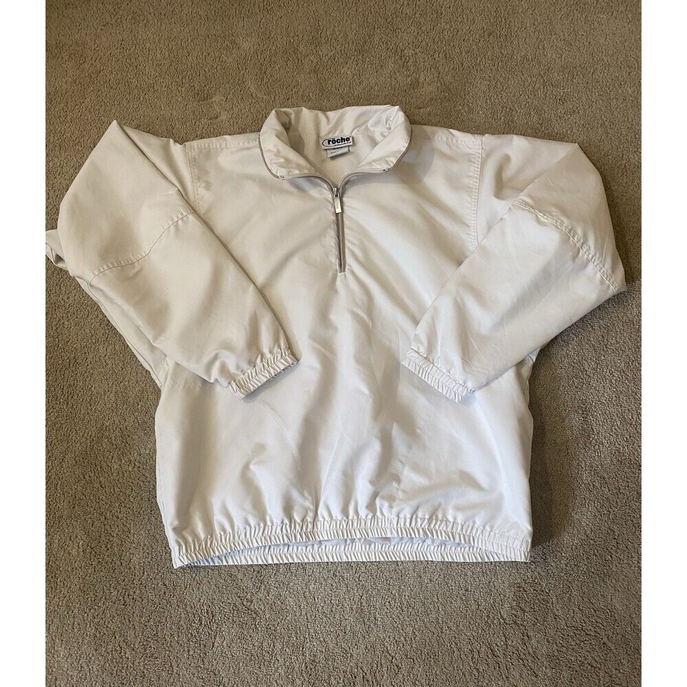 Vintage Roche Cream Color 1/4-zip Pullover Golf Windbreaker Jacket Men’s Size M